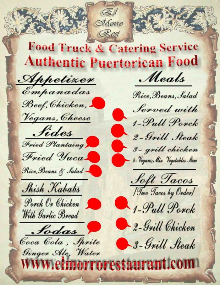 Food Truck Catering El Morro Restaurant Authentic Puerto Rican